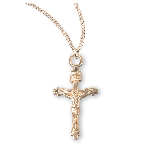 NECKLACE FLARE TIP CRUCIFIX GOLD OVER STERLING SILVER 18" CHAIN NECKLACE FLARE TIP CRUCIFIX GOLD OVER STERLING SILVER 18" CHAIN