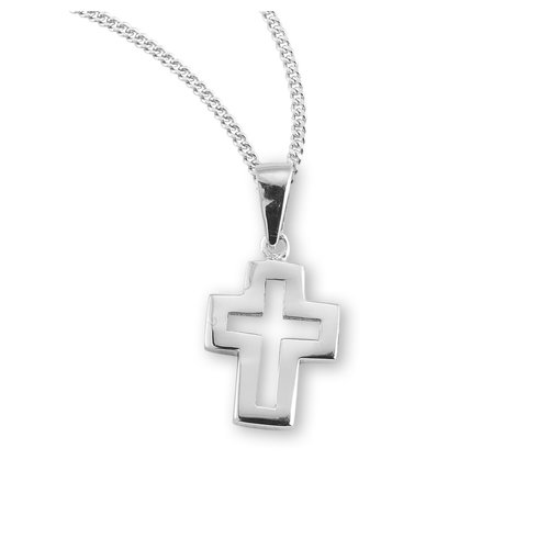 NECKLACE CUT OUT CROSS STERLING SILVER 18" CHAIN NECKLACE CUT OUT CROSS STERLING SILVER 18" CHAIN