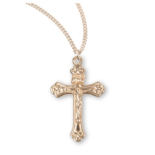 NECKLACE TAPERED CRUCIFIX 3/4" GOLD OVER STERLING 18" NECKLACE TAPERED CRUCIFIX 3/4" GOLD OVER STERLING 18"