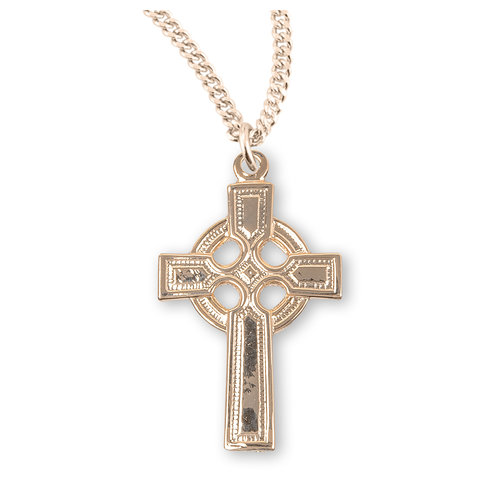 NECKLACE CELTIC CROSS GOLD OVER STERLING 18" NECKLACE CELTIC CROSS GOLD OVER STERLING 18"