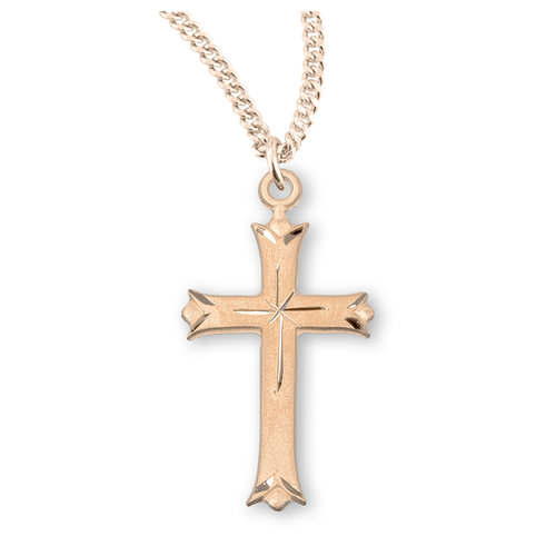 NECKLACE CROSS ETCHED 1.25" GOLD OVER SILVER 18" NECKLACE CROSS ETCHED 1.25" GOLD OVER SILVER 18"