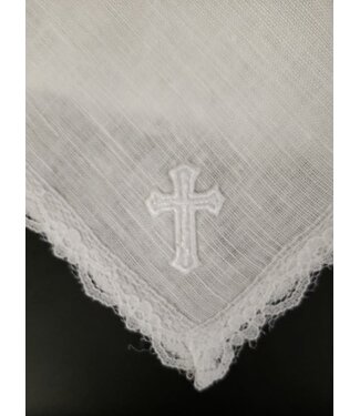 Handkerchief With Cross & Lace Linen