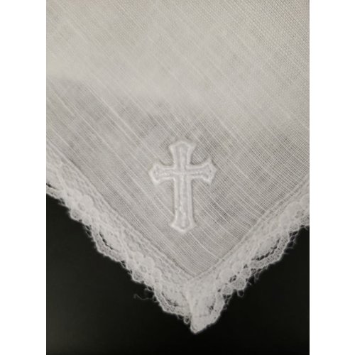 Handkerchief With Cross & Lace Linen
