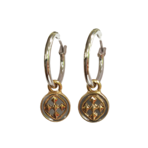 GRACEWEAR Earrings Small Hoop Silver Linked Medallion by Gracewear
