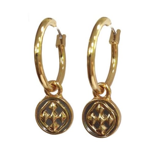 GRACEWEAR EARRINGS SMALL HOOP GOLD LINKED MEDALLION by GRACEWEAR GRACEWEAR EARRINGS SMALL HOOP GOLD LINKED MEDALLION by GRACEWEAR