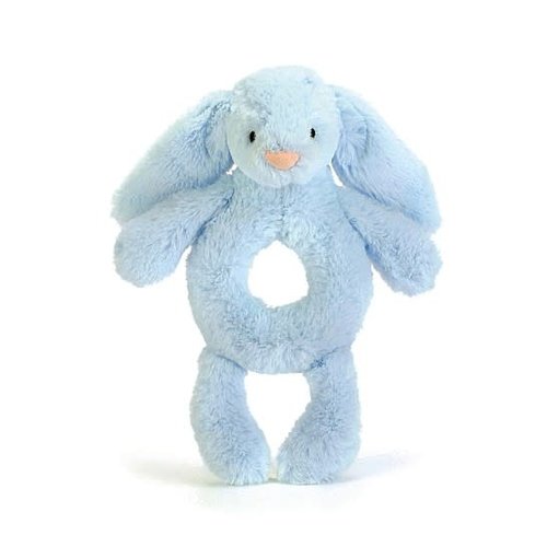 JELLYCAT BASHFUL BLUE BUNNY GRABBER RATTLE JELLYCAT BASHFUL BLUE BUNNY GRABBER RATTLE