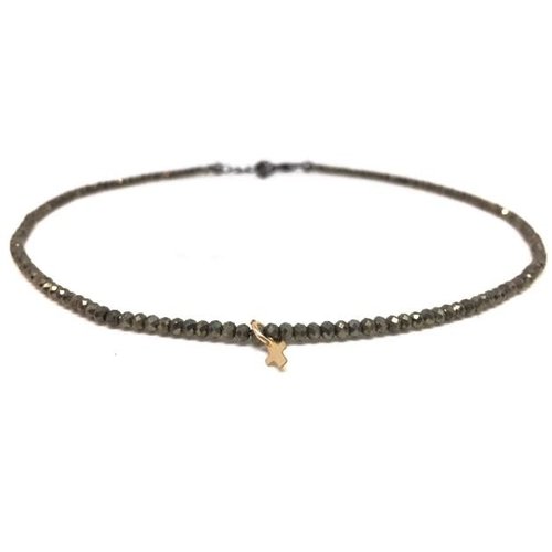 ERIN GRAY Luxe Cross on Pyrite Necklace by ERIN GRAY