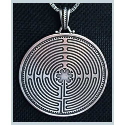 Labyrinth Pendant 2" pewter 2-sided 24" chain Labyrinth Pendant 2" pewter 2-sided 24" chain
