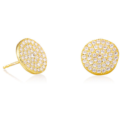 EARRINGS STUD FLAT DISC PAVE CZ ELYSSA BASS EARRINGS STUD FLAT DISC PAVE CZ ELYSSA BASS