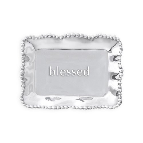 Beatriz Ball TRAY SILVER PEARL EDGE Engraved Beatriz Ball TRAY SILVER PEARL EDGE Engraved