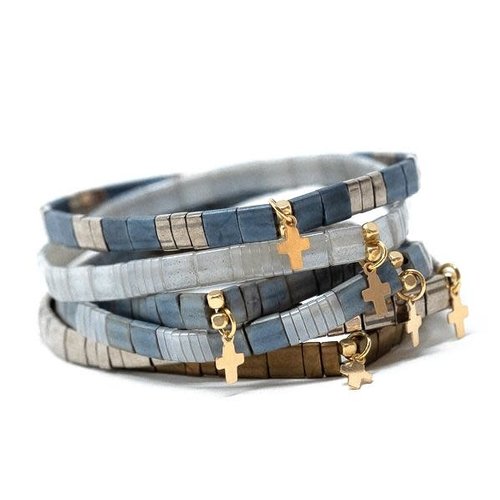 ERIN GRAY BRACELET CHICLETS with CROSS by ERIN GRAY ERIN GRAY BRACELET CHICLETS with CROSS by ERIN GRAY