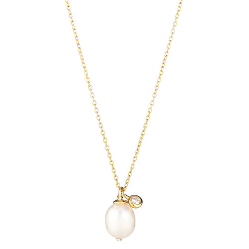NECKLACE SINGLE PEARL WITH BEVEL SET CZ ELYSSA BASS NECKLACE SINGLE PEARL WITH BEVEL SET CZ ELYSSA BASS