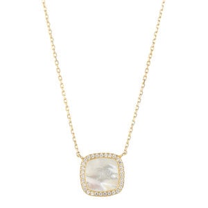 NECKLACE SQUARE MOTHER OF PEARL WITH PAVE CZ RIM ELYSSA BASS