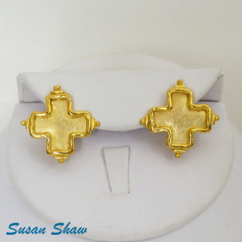 EARRINGS CLIP GOLD CROSS by SUSAN SHAW EARRINGS CLIP GOLD CROSS by SUSAN SHAW