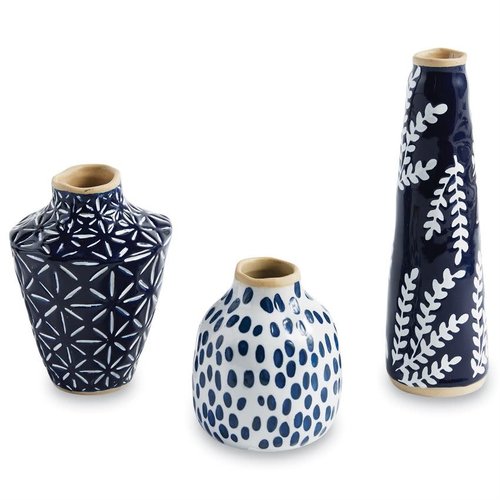 INDIGO BUD VASE by MUD PIE - INDIGO BUD VASE by MUD PIE -
