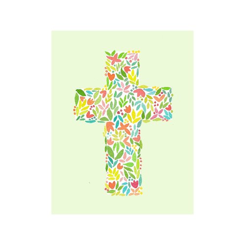 NOTES FLORAL CROSS GREEN NOTES FLORAL CROSS GREEN