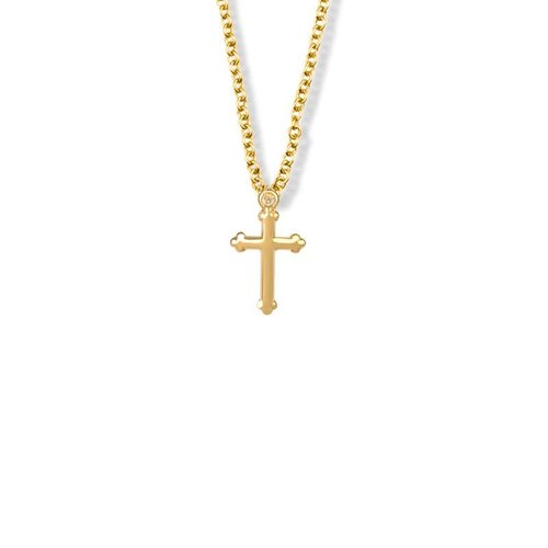 NECKLACE CROSS BUDDED 14K /16"CHAIN NECKLACE CROSS BUDDED 14K /16"CHAIN