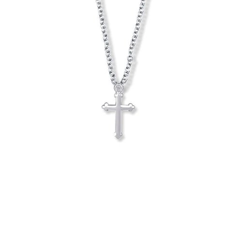 NECKLACE CROSS BUDDED STERLING 16" RHODIUM FINISH NECKLACE CROSS BUDDED STERLING 16" RHODIUM FINISH