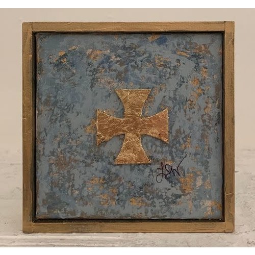 PAINTING GOLD CROSS 5X5 FRAMED PAINTING GOLD CROSS 5X5 FRAMED