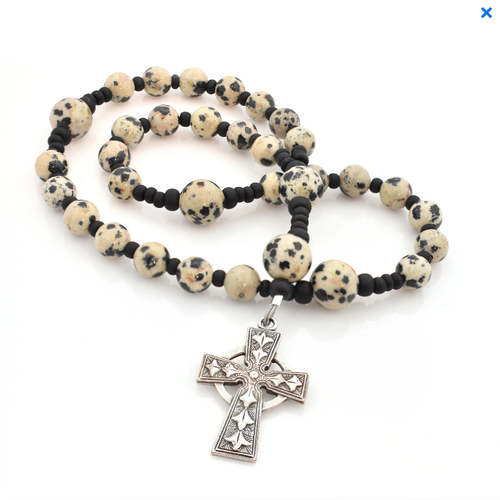 ANGLICAN ROSARY Celtic Cross Dalmation Jasper by Full Circle Beads ANGLICAN ROSARY Celtic Cross Dalmation Jasper by Full Circle Beads