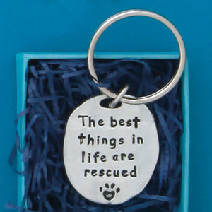 Pewter Key Chain Rescued Quote From Basic Spirit
