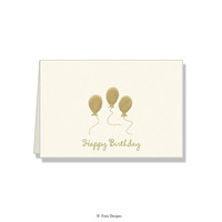 GOLD ACCENT NOTE CARDS Gold Balloons - Happy Birthday