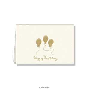 Gold Accent Note Cards Gold Balloons - Happy Birthday