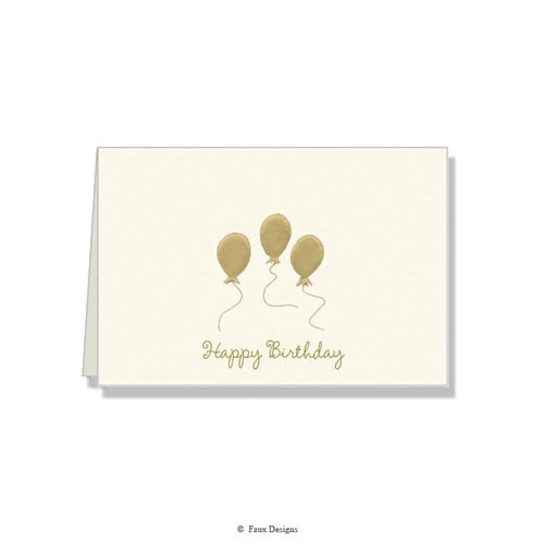 Gold Accent Note Cards Gold Balloons - Happy Birthday