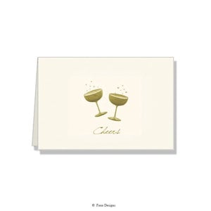 Gold Accent Note Cards Gold Cocktails - Cheers