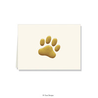 GOLD ACCENT NOTE CARDS Gold Paw Print