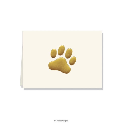 GOLD ACCENT NOTE CARDS Gold Paw Print GOLD ACCENT NOTE CARDS Gold Paw Print