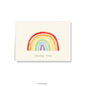 Gold Accent Note Cards Rainbow - Thank You