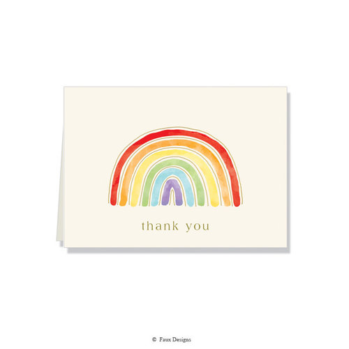 GOLD ACCENT NOTE CARDS Rainbow - Thank You