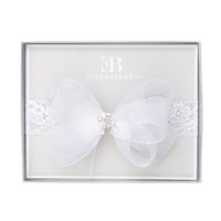 Christening Headband With Bow by Elegant Baby
