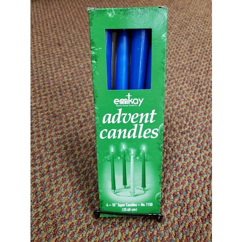 ADVENT CANDLES, PACK OF 4 BLUE 10"x 7/8" ADVENT CANDLES, PACK OF 4 BLUE 10"x 7/8"
