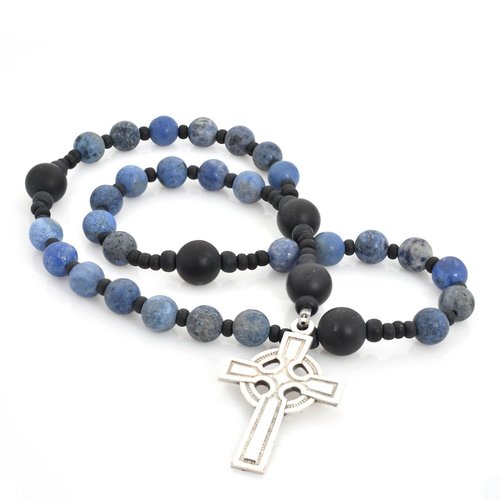 Anglican Rosary Celtic Cross Dumortierite & Onyx Matte by Full Circle Beads Anglican Rosary Celtic Cross Dumortierite & Onyx Matte by Full Circle Beads