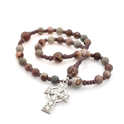 ANGLICAN ROSARY - Celtic Cross - Crazy Horse Jasper by FULL CIRCLE BEADS ANGLICAN ROSARY - Celtic Cross - Crazy Horse Jasper by FULL CIRCLE BEADS