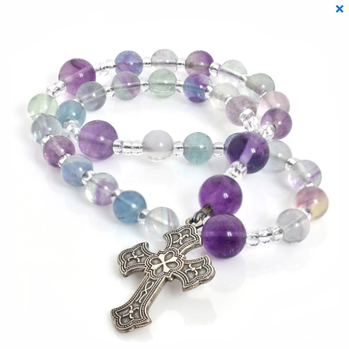 ANGLICAN ROSARY Fleury Cross Flourite by Full Circle Beads ANGLICAN ROSARY Fleury Cross Flourite by Full Circle Beads