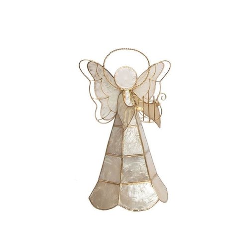 Capiz Tabletop Angel 9"with Lyre by Dekorasyon Capiz Tabletop Angel 9"with Lyre by Dekorasyon