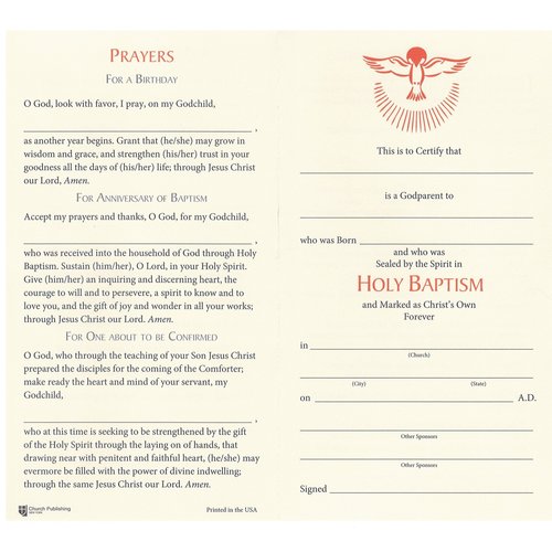 CERTIFICATES GODPARENT BAPTISM PK25 CERTIFICATES GODPARENT BAPTISM PK25