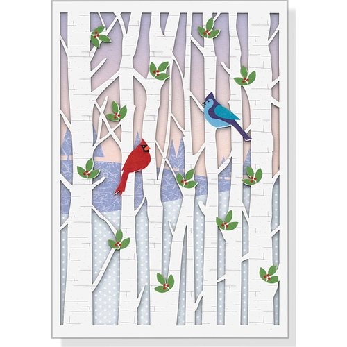 Laser-Cut Birds in Birches Boxed Christmas Cards Laser-Cut Birds in Birches Boxed Christmas Cards