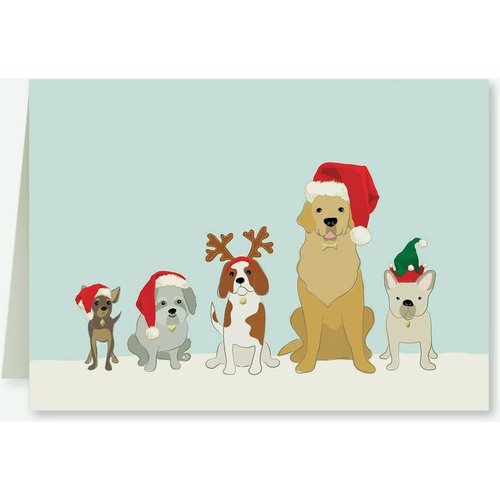 Santa Dogs GOLD ACCENT Note Cards Santa Dogs GOLD ACCENT Note Cards