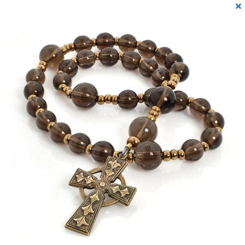 ANGLICAN ROSARY - CELTIC CROSS - SMOKY QUARTZ BEADS by FULL CIRCLE BEADS ANGLICAN ROSARY - CELTIC CROSS - SMOKY QUARTZ BEADS by FULL CIRCLE BEADS