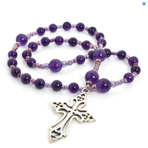 Anglican Rosary - Amethyst With ClecheE Cross