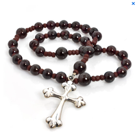 ANGLICAN ROSARY - GARNET- TREFOIL CROSS by FULL CIRCLE BEADS