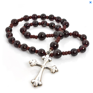 Anglican Rosary - Garnet- Trefoil Cross by Full Circle Beads