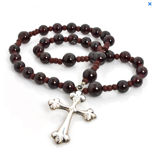 ANGLICAN ROSARY - GARNET- TREFOIL CROSS by FULL CIRCLE BEADS ANGLICAN ROSARY - GARNET- TREFOIL CROSS by FULL CIRCLE BEADS