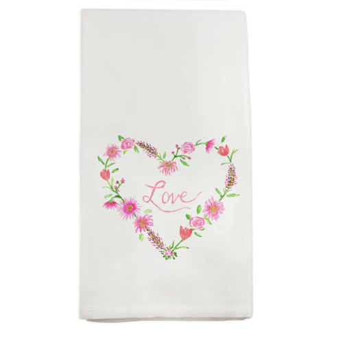 French Graffiti Dish Towel Floral Heart with Love French Graffiti Dish Towel Floral Heart with Love