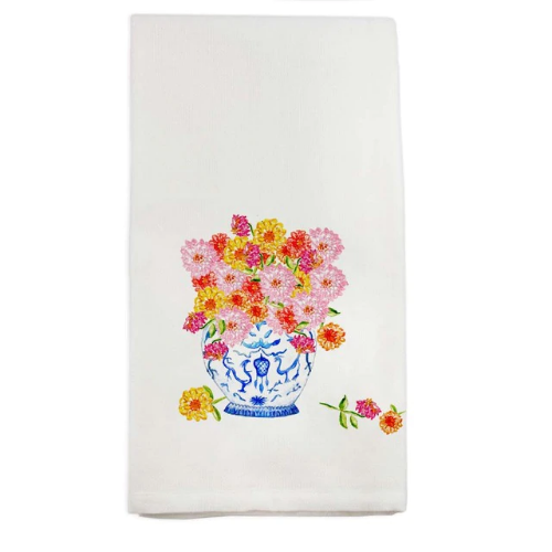 FRENCH GRAFFITI TOWEL GINGER JAR ZINNIAS FRENCH GRAFFITI TOWEL GINGER JAR ZINNIAS