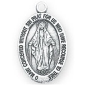MIRACULOUS MEDAL PEWTER PENDANT with 18" chain